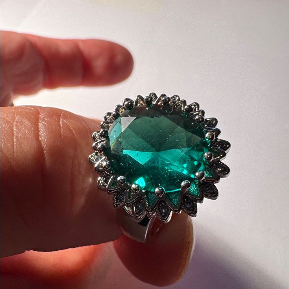 Emerald Ring Solid 925 Sterling Silver Rings Size… - image 3